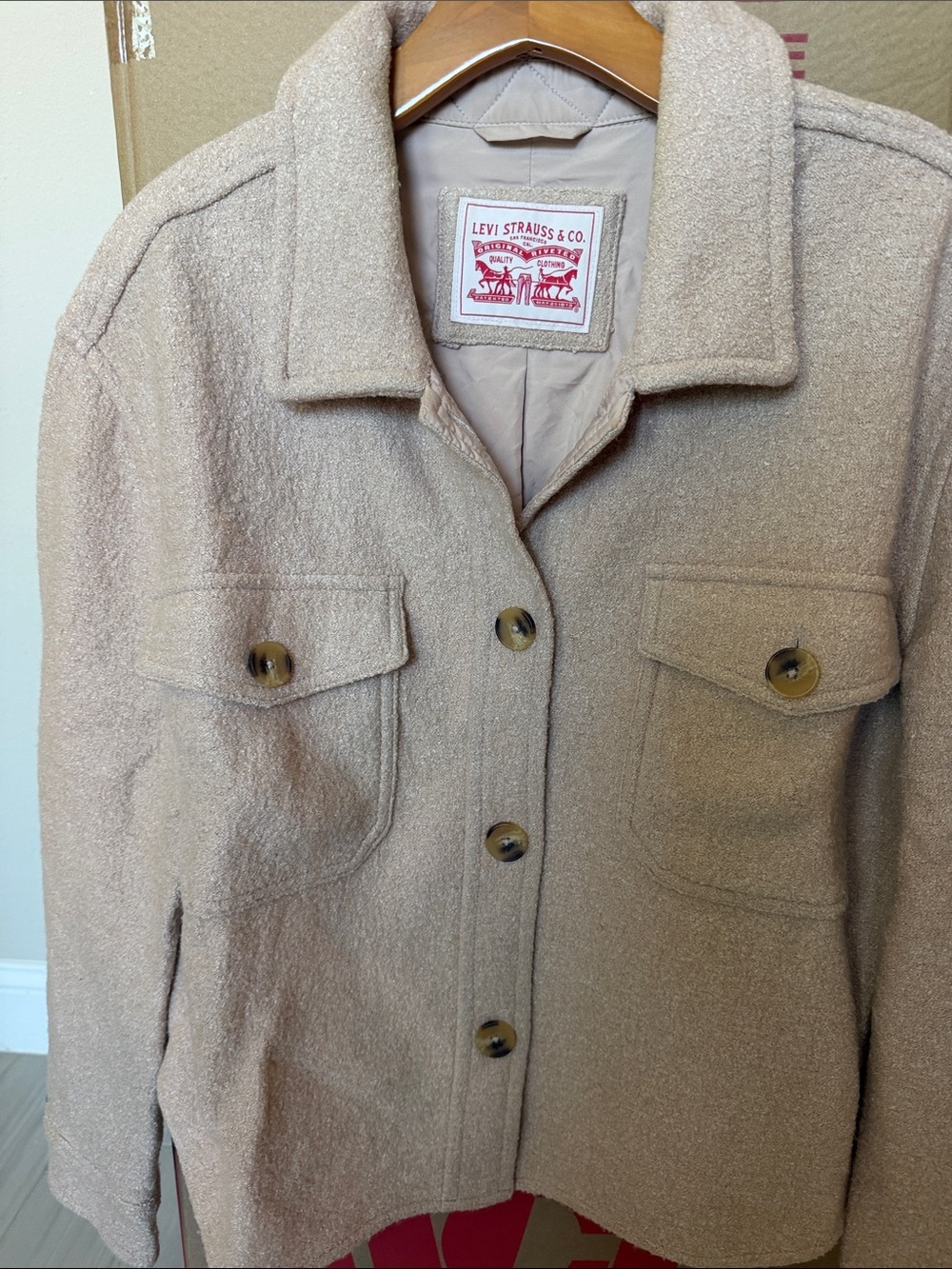 Levi's Women's Tan Button-Front Wool Shacket